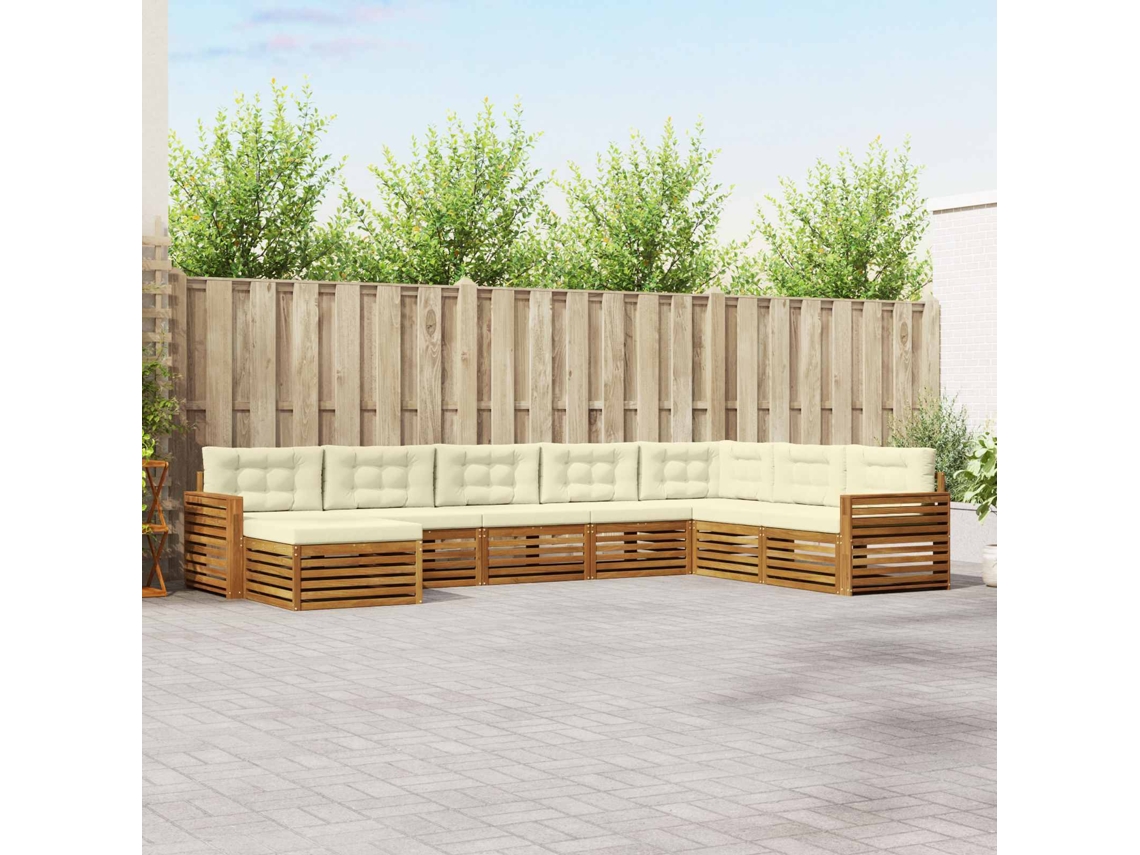 Vidaxl Conjunto De Sofás Para Exterior 8 Unid. Natural E Creme