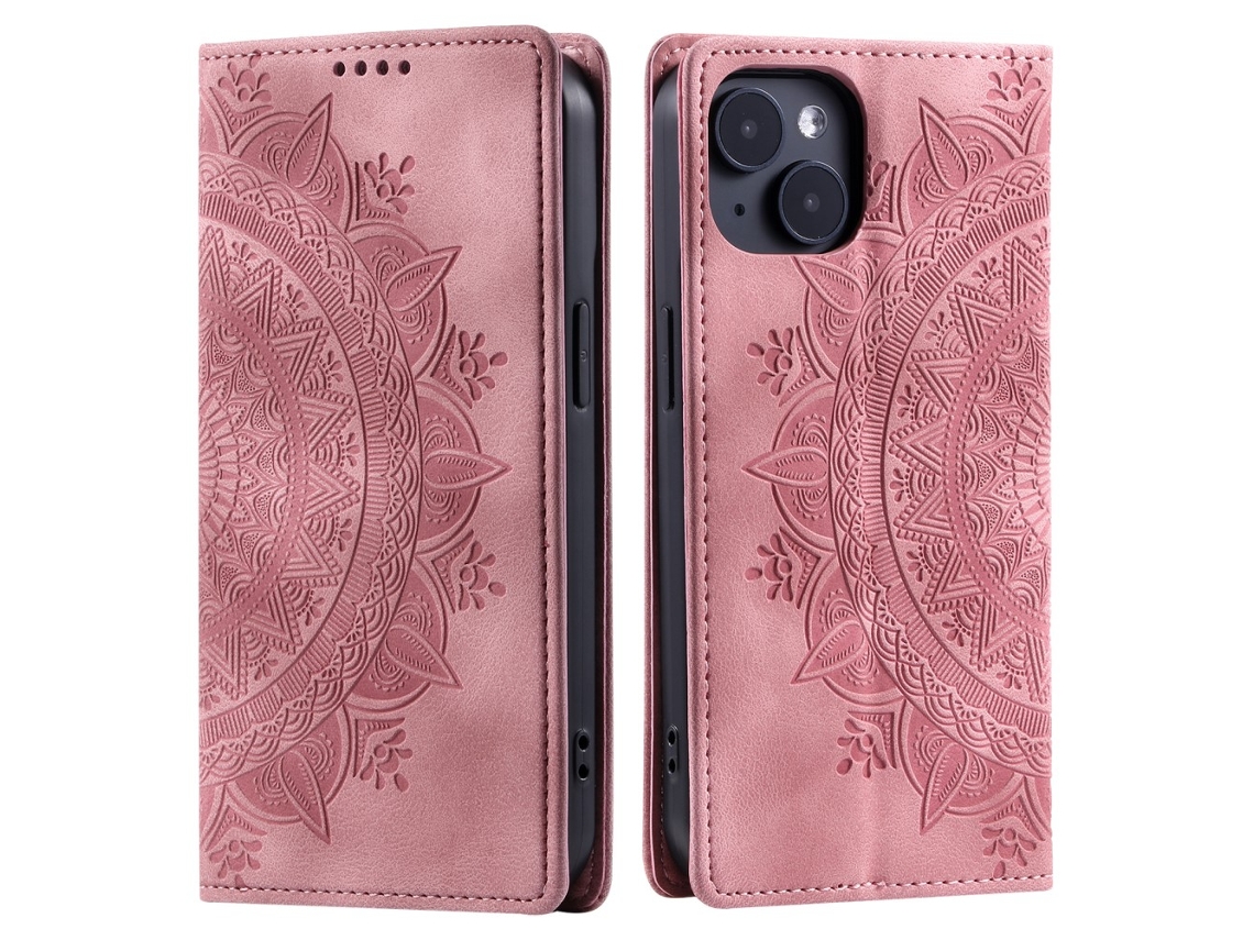 Capa Para Iphone 15 Plus Pele Sintética Magnética Rosa