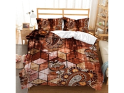Conjunto de Cama com Estampa Geométrica Retrô em Microfibra Fronha 135x200cm