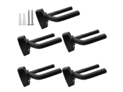 Conjunto de 5 Suportes de Parede Pretos para Guitarra com Parafusos AQUAFORGE