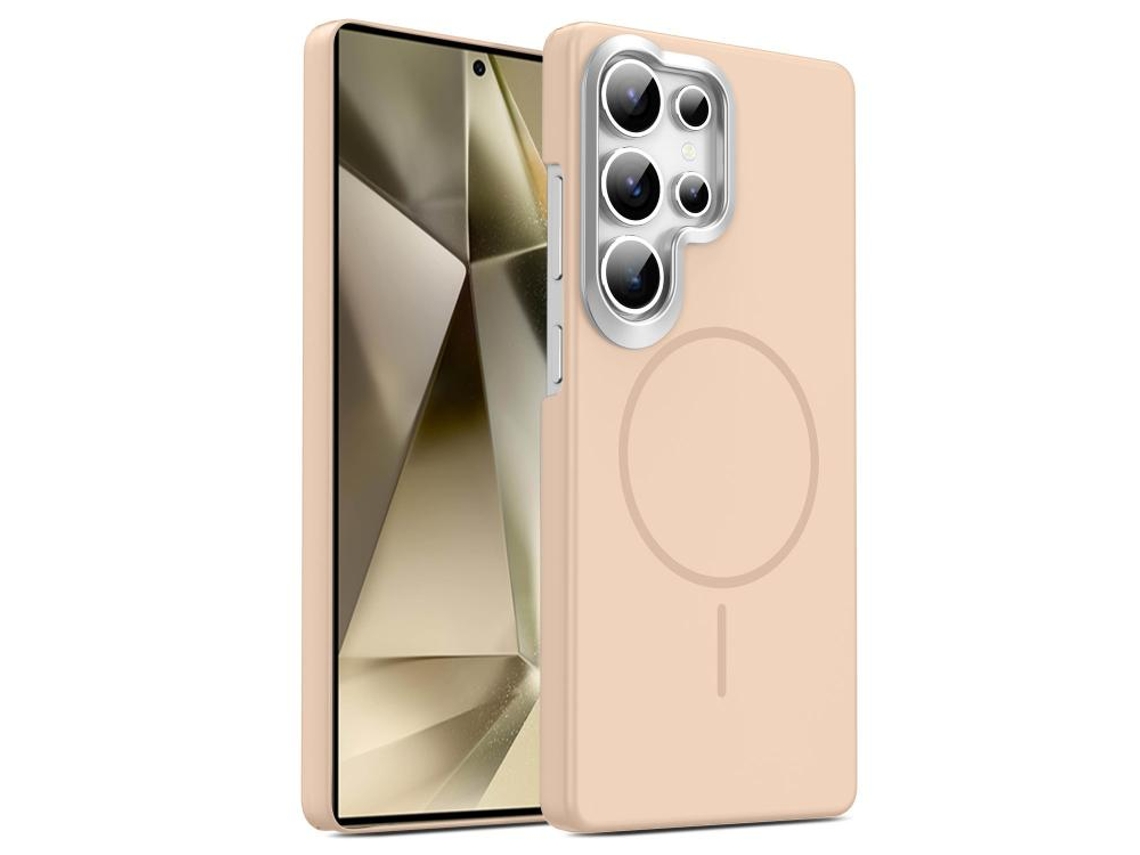 Capa Para Samsung Galaxy S24 Ultra 5g Fina Circular Magsafe À Prova De Choque Dourada Em Policarbonato Ouro Deserto