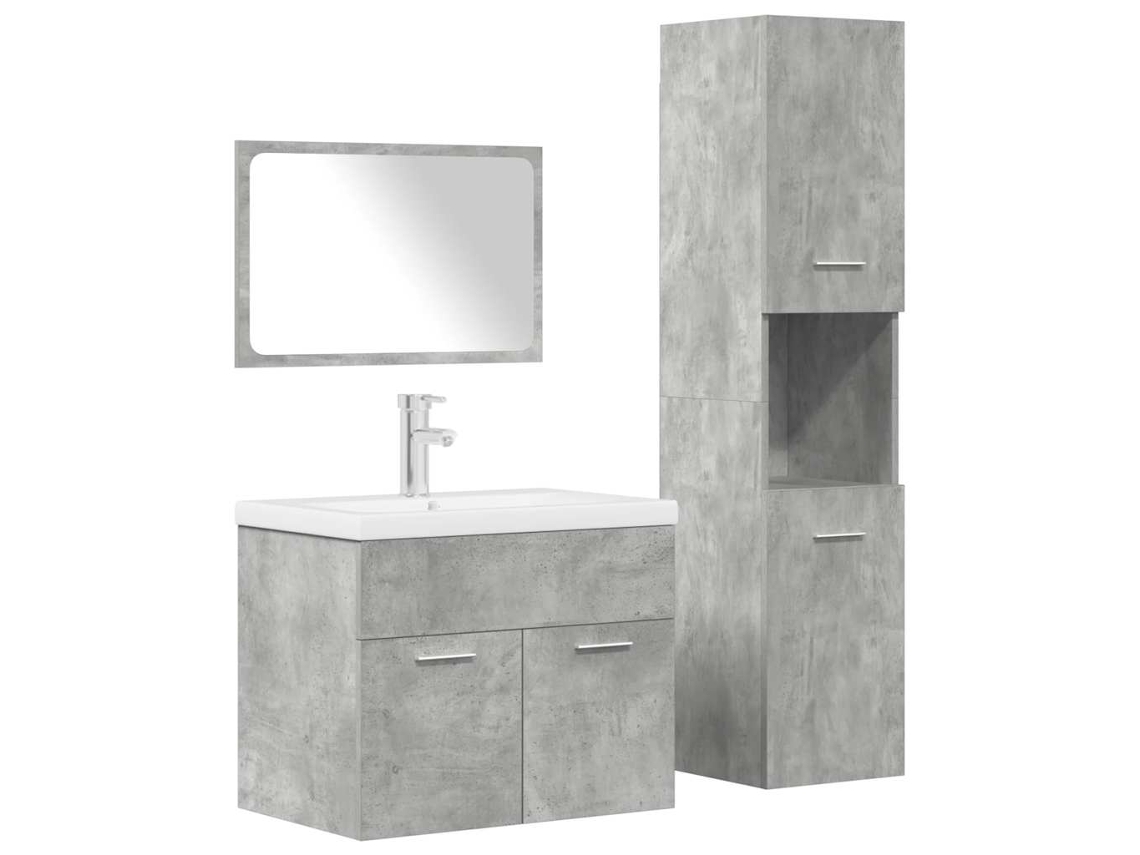 Vidaxl 4 Pcs Conj. Móveis Casa Banho Derivados Madeira Cinza Cimento