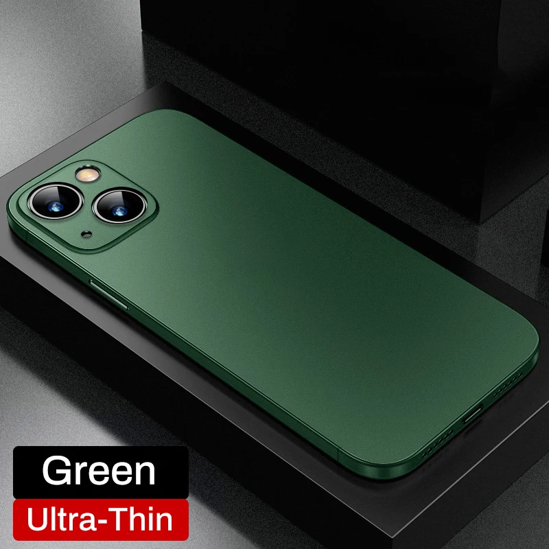 (iphone 15 Verde Oscuro) Funda Ultradelgada De Pp Suave, Cubierta Trasera Rígida Mate.