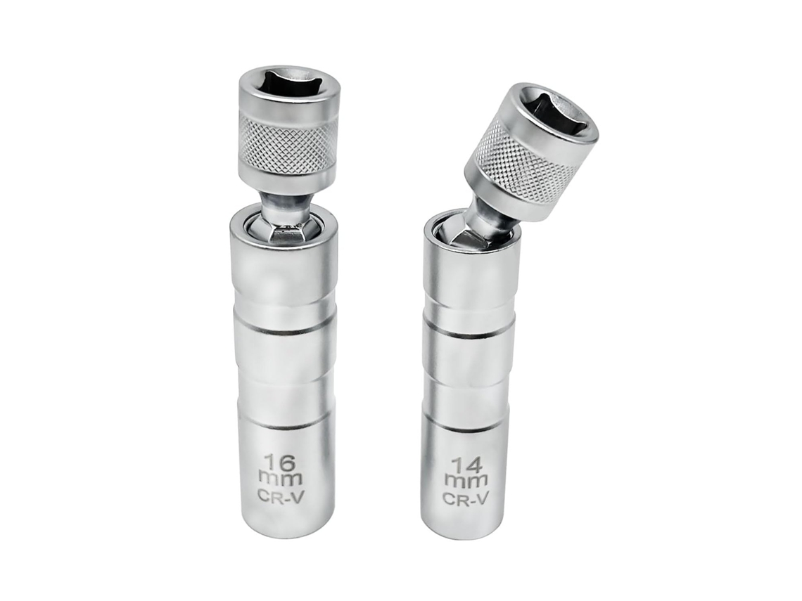 Conjunto 2 Chaves Velas Ignição - Acessórios Automóvel - Ferramenta Remoção - 14 Mm/16 Mm - Magnética - Aço - Prateado
