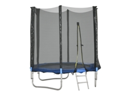 Trampolim Elástico com Escada e Rede de Segurança,estrutura de Aço e Plástico,ø180x200 Cm,azul BTFORUS