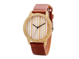 Relógio de pulso feminino elegante com movimento de quartzo marrom claro