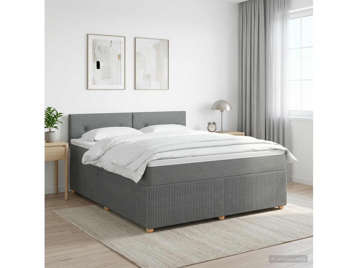 Vidaxl Cama Box Spring Com Colchão Cinzento-escuro 140 X 200 Cm Tecido