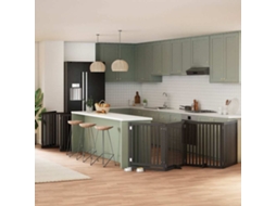 Vidaxl Portão P/ Cães Com Porta Dobrável 12 Painéis 960 Cm Álamo Preto