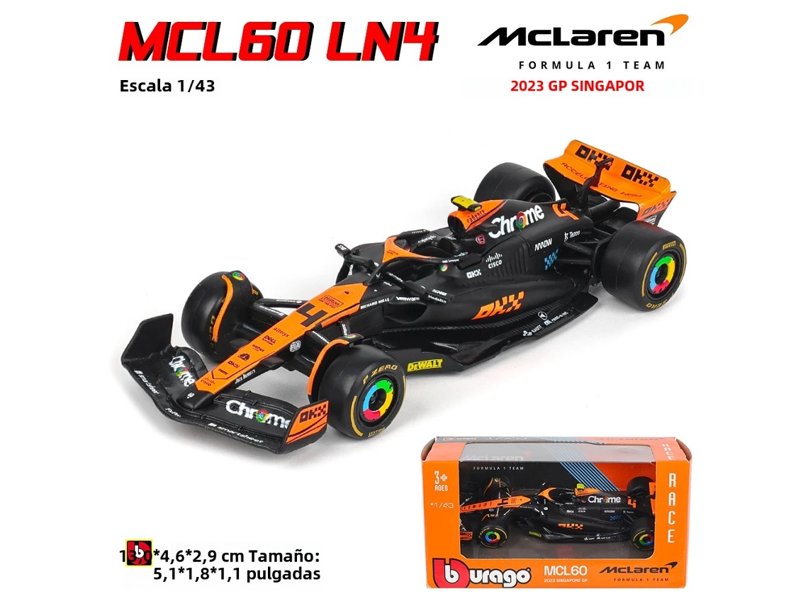 (modelo 1) Miniatura Em Escala 1:43 Do Mclaren F1 2024 Mcl60 Monza, Carro Esportivo Em Liga De Alumínio Branco.
