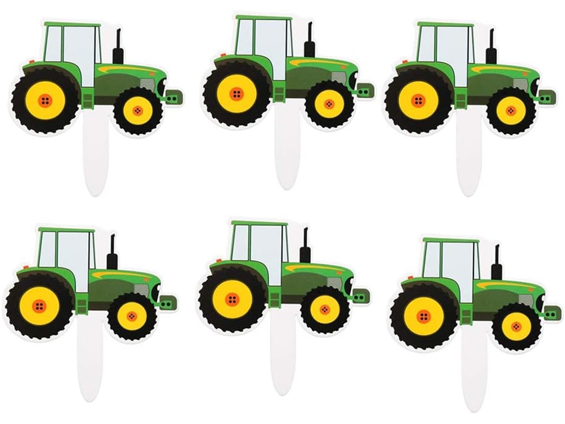Conjunto De 70 Peças Decoração Bolo Em Formato Veículo, Incluindo Um Trator Verde.