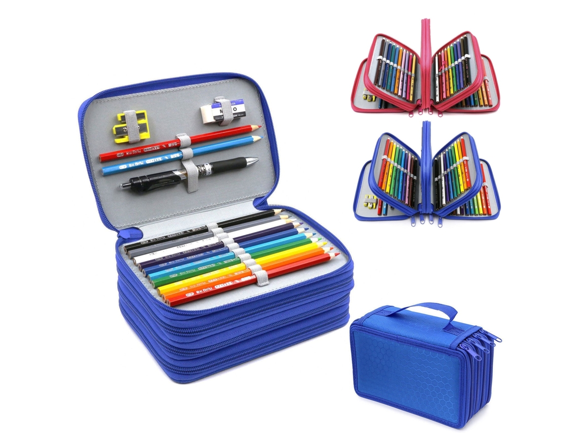Estojo para Lápis, Grande Capacidade, Resistente, Multifuncional, Tecido Oxford AQUAFORGE