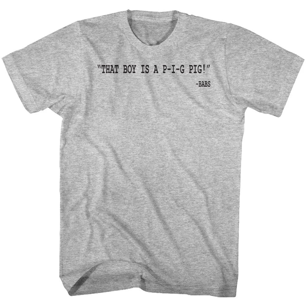 Unisex Adult T-shirt Rockinstone Animal House Movie Little Piggie Stayed Home Heather Gray Sizexxl