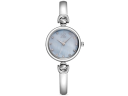 Relógio Feminino de Quartzo com Pulseira de Liga de Alliage 3atm Impermeável com Strass Azul Prata