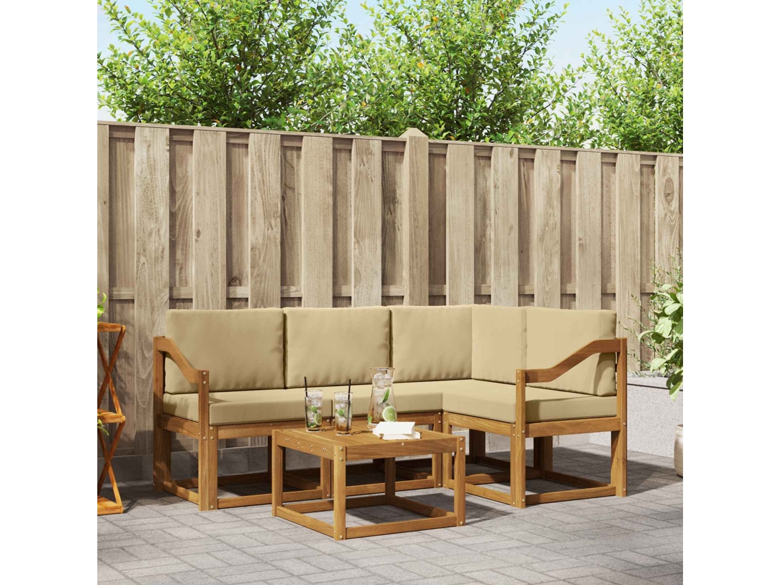 Vidaxl Conjunto De Sofás Para Exterior 5 Unid. Natural E Bege