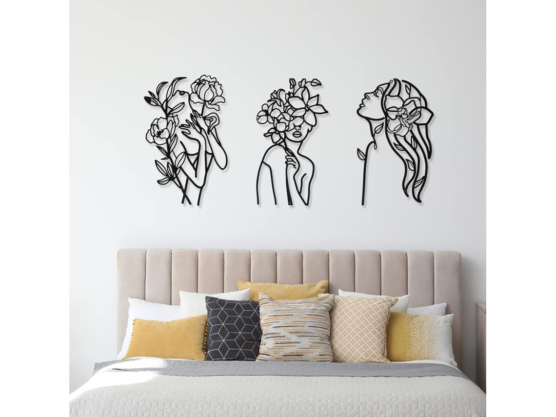 Decoração de Parede, Mulher Linear, 3 Peças ZYBLSSBB