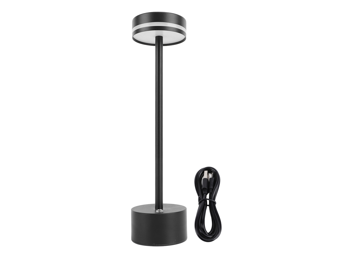 Lâmpada de Mesa Sem Fio Recarregável Portátil com Dimming e 3 Temperaturas de Cor Preta