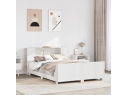 Vidaxl Cama Sem Colchão 140x200 Cm Madeira De Pinho Maciça Branco