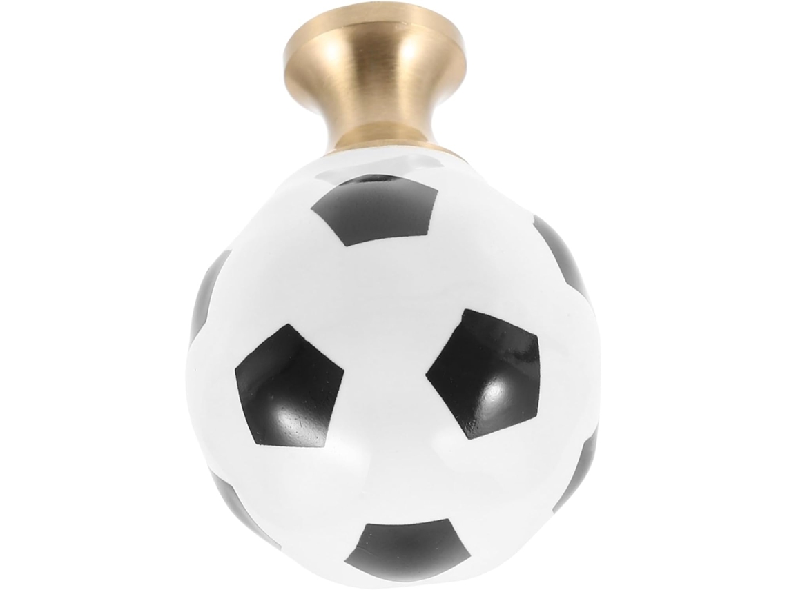Puxador De Armário Moderno Em Latão E Cerâmica Com Formato Bola Futebol