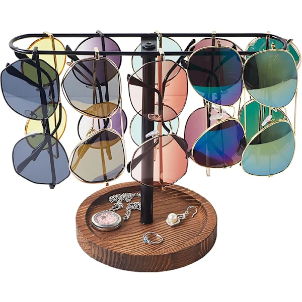Organizador de Óculos de Sol de Madeira com Suporte para 10 Pares AQUAFORGE