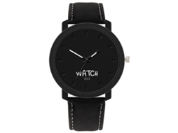 Reloj Analógico De Cuarzo Para Hombre Con Correa De Cuero Pu Negra