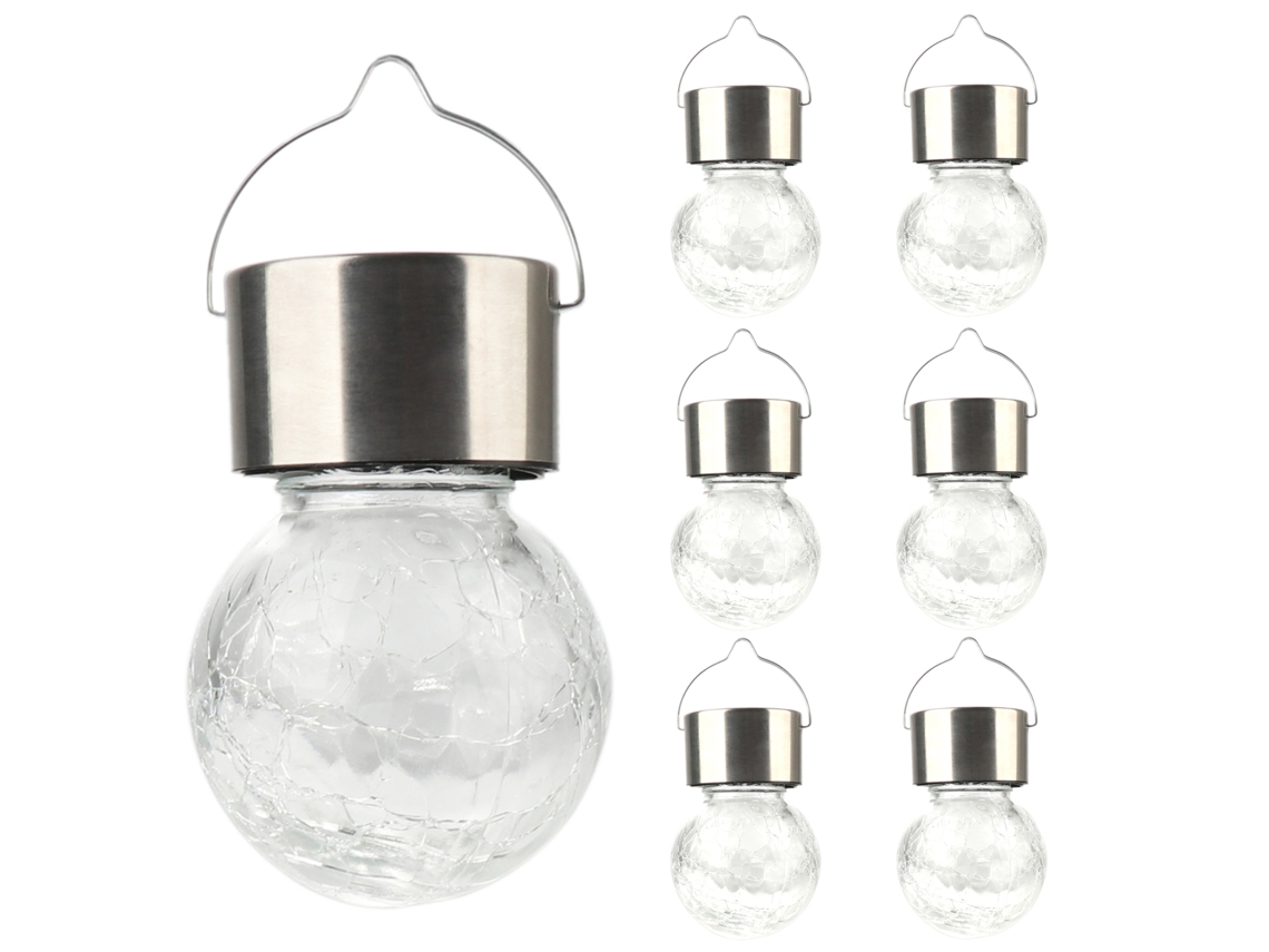 Luminária Solar de Jardim com Globo de Vidro Craquelado, Decorativa AQUAFORGE
