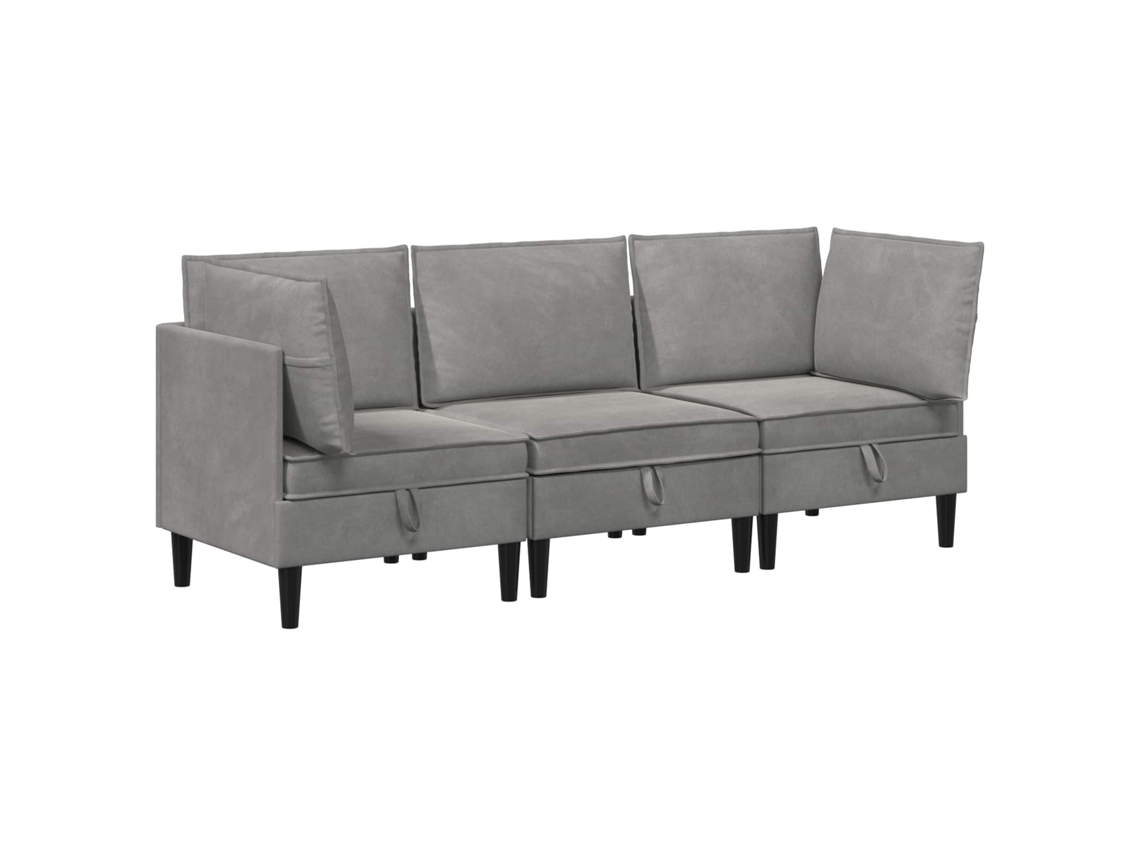 Conjunto 3 Conjunto De Sala De Estar Vidaxl Cinzento-claro Veludo (210 X 70 X 82 Cm)