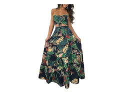 2026 conjunto de Vestido Hawaiano para Mulher 2 Peças Vestido de Praia Verão Festa Casamento
