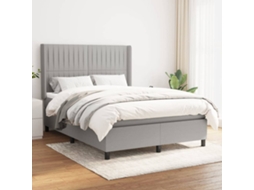 Vidaxl Cama Com Molas/colchão 140x190 Cm Tecido Cinzento-claro
