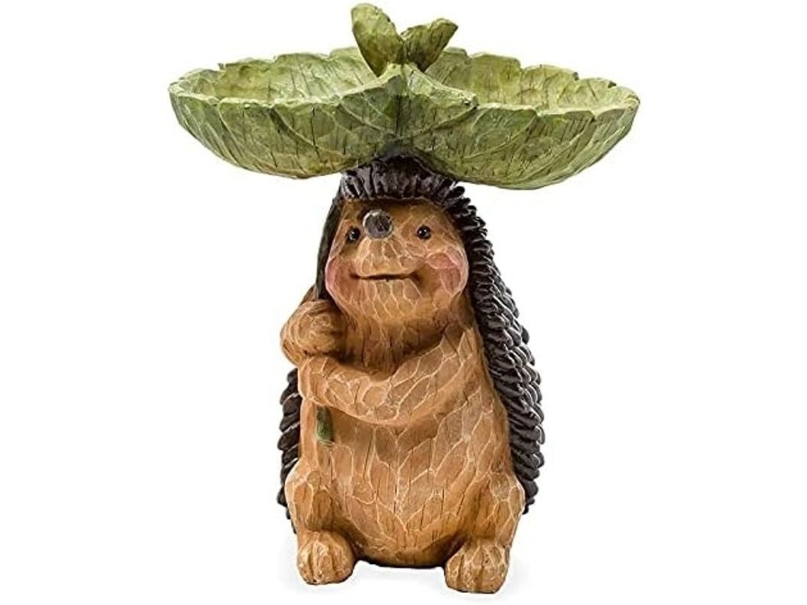 Estatua De Erizo Para Pajarera De Resina Decoración Exterior Alimentador De Aves Jardín Adorno Cute