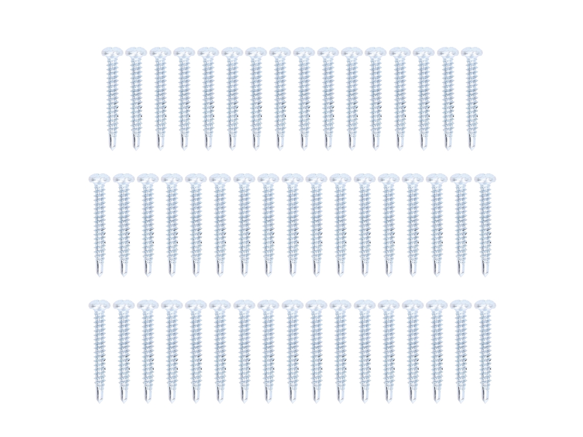 50 Parafusos Auto-abocanhadores De Aço Carbono Galvanizado Com Cabeça Redonda 4.2x32mm