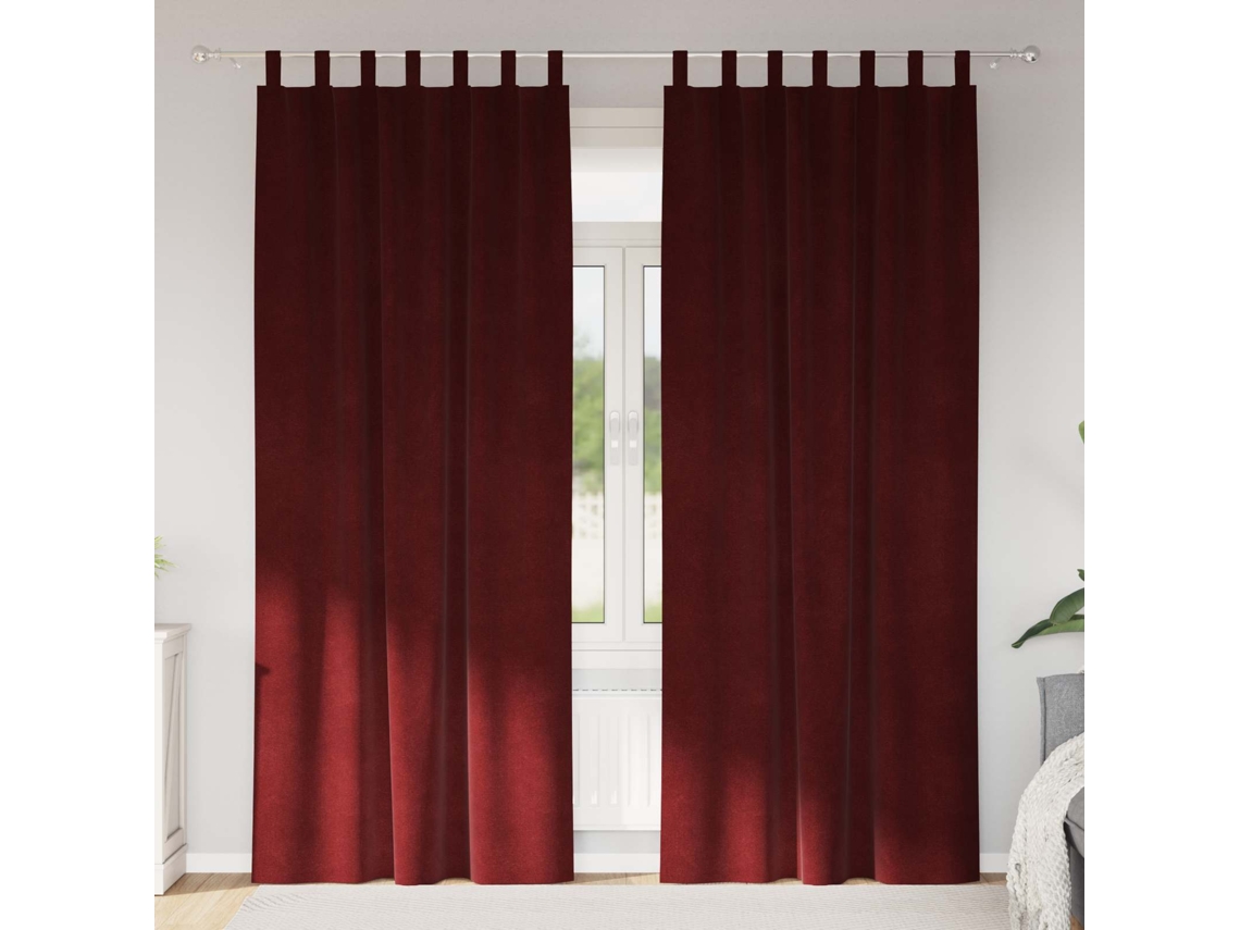 Vidaxl Cortinas Opacas 2 Unid. Vinho Vermelho 140 X 245 Cm Veludo