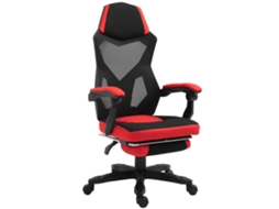 Cadeira Escritório Ergonômica Altura Ajustável Giratória 360° Reclinável 135° Apoio Braços Apoio Pés Retrátil 58x72x108 118cm Vermelho HARLANV1