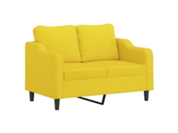 2 Pcs Conjunto de Sofás com Almofadas Tecido Amarelo claro SYFAX