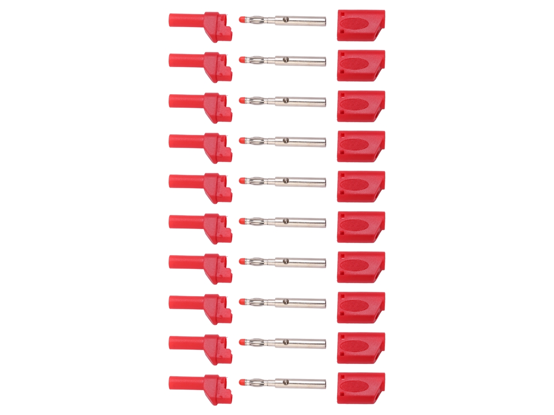 10 Peças De Conector De Plug Banana 4mm Isolado Para Testes Elétronicos Vermelho