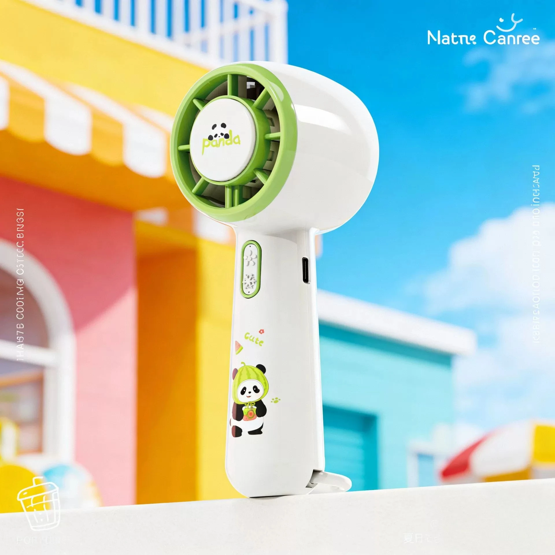 Mini Ventilador MDUG em Formato de Panda com Três Velocidades