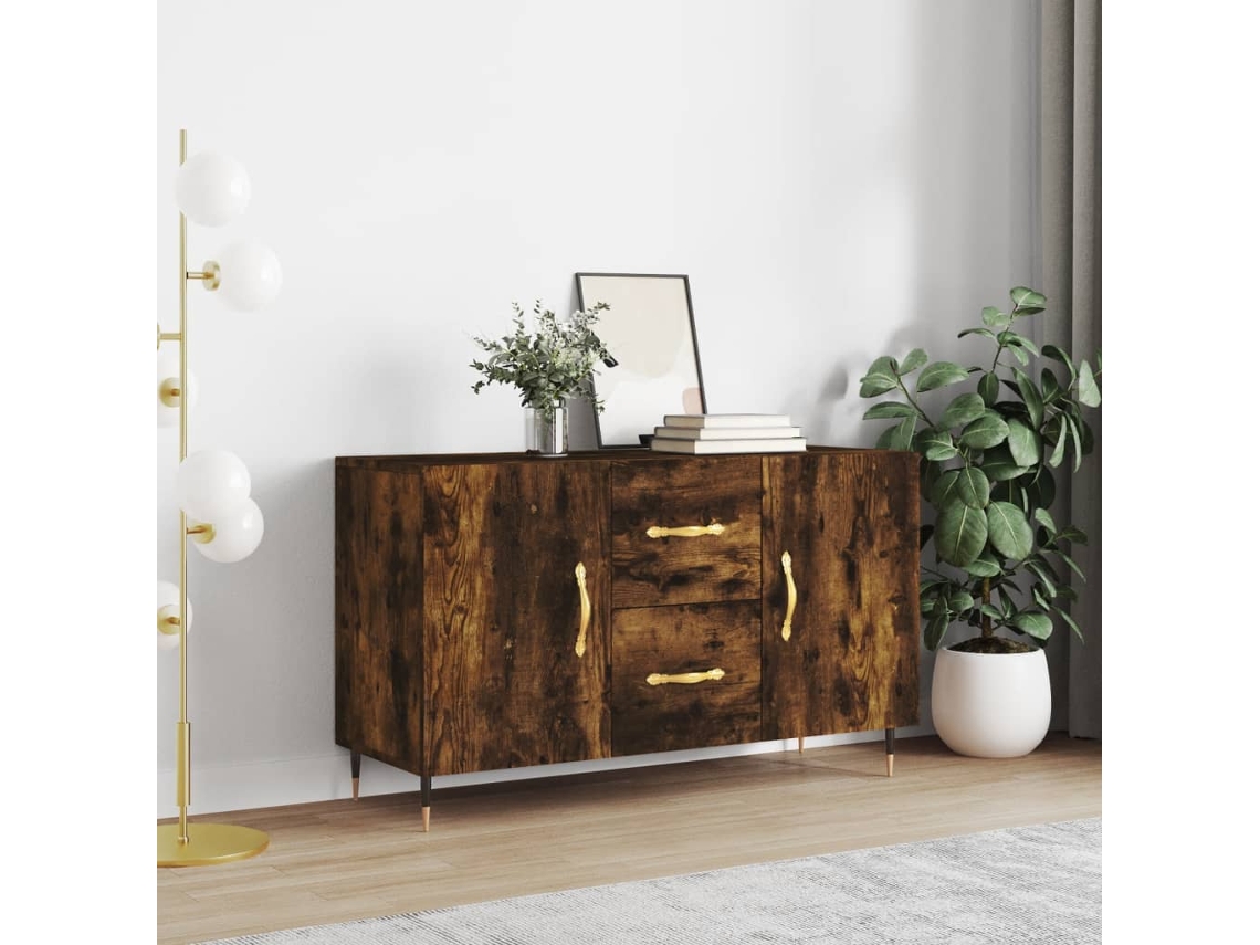 Aparador | Armário Buffet 100x36x60 Cm Derivados De Madeira Carvalho Fumado