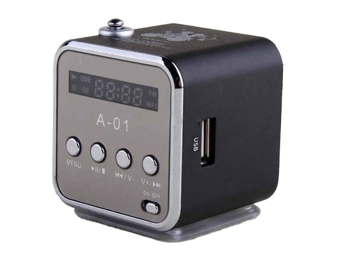 Mini Coluna HIGH-TECH & BIEN-ETRE 4Gb Preto Mp3 Usb Micro Sd Fm