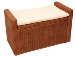 Banco/Baú de armazenamento em rattan cor mel Ban04016