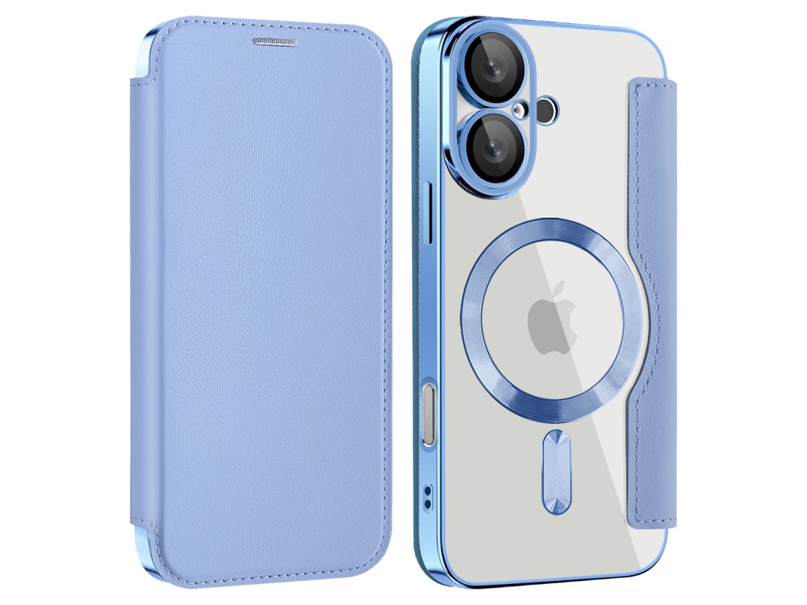 Casa Em Tpu Pele Pu Bloqueio Rfid, Compatível Com Magsafe Com Suporte E Porta-cartões Para Apple Iphone 16 Plus - Azul