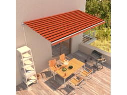 Vidaxl Toldo Retrátil Manual 600x300 Cm Laranja E Castanho