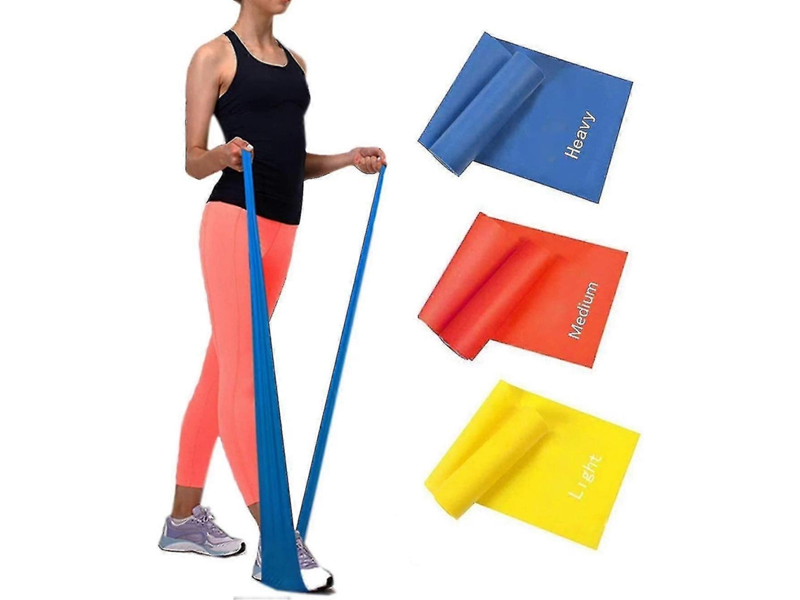 Conjunto de Faixas Elásticas de Resistência 3 Peças 120 X 15 Cm 15 Cm para Reabilitação e Academia AQUAFORGE