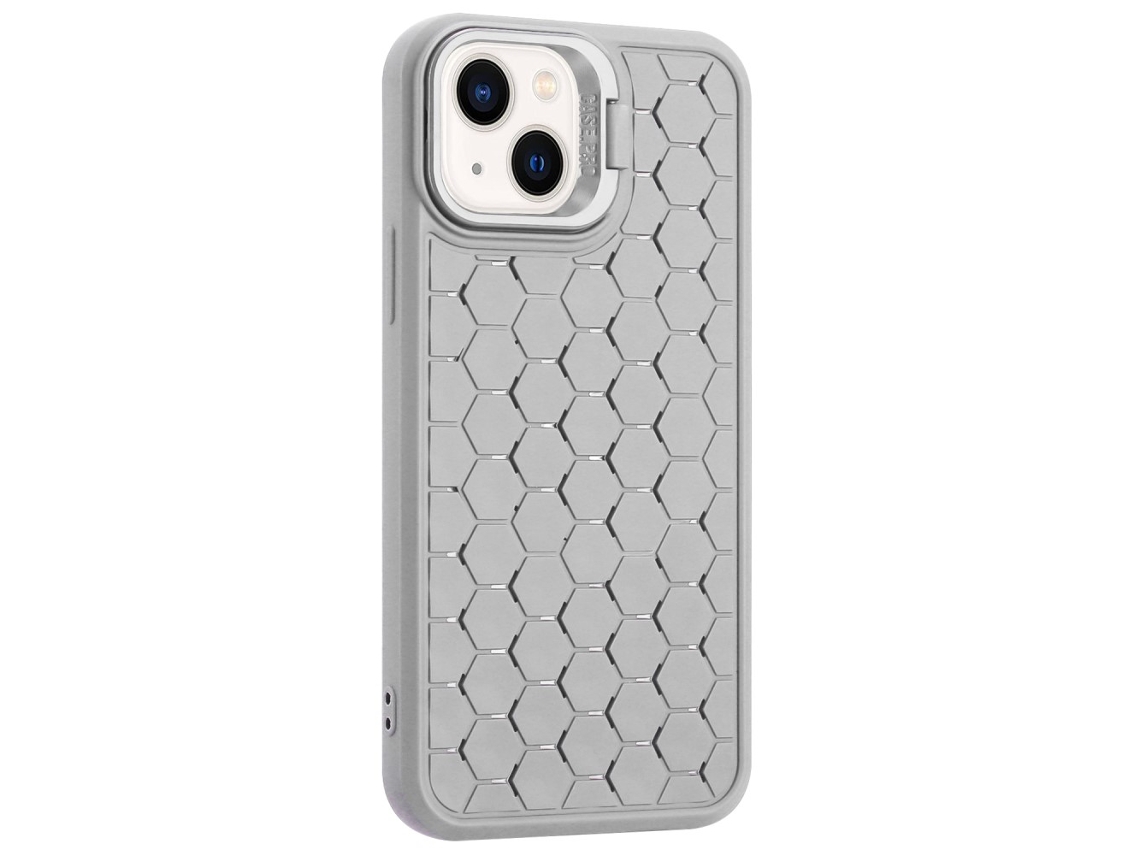 Suporte Casa Dissipação Calor Para Iphone 15 Pele Sintética Cinzento