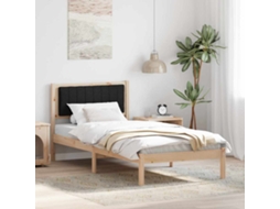 Vidaxl Estrutura De Cama Com Cabeceira Estofada Preto 90 X 200 Cm