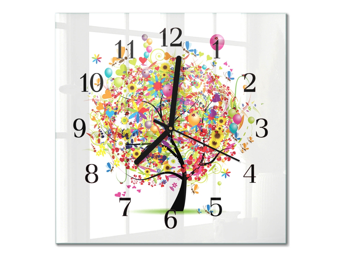 Relógio De Parede De Vidro Multicor Espelharte (30x30 Cm)