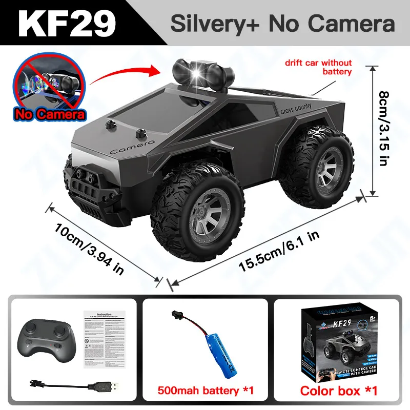 (prateado) Carrinho De Brinquedo Com Controle Remoto, Luzes Led Controláveis, 2.4g, Presente Para Crianças.