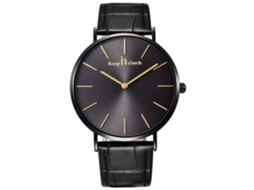 Reloj De Pulsera Hombre Simple De Acero Inoxidable Cuarzo Con Correa De Cuero Pu Negro
