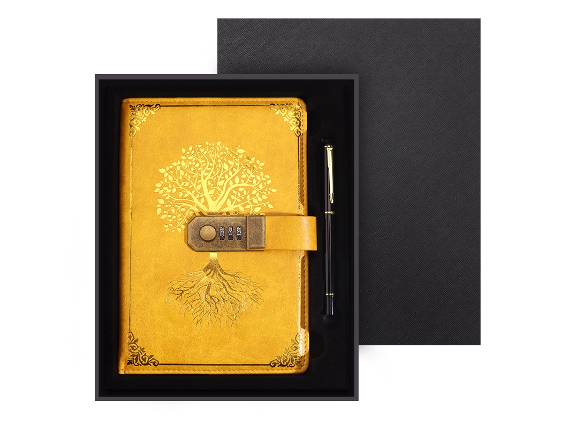 Caderno E Diário A5 Árvore Da Vida Com Caneta, Conjunto Para Presente C