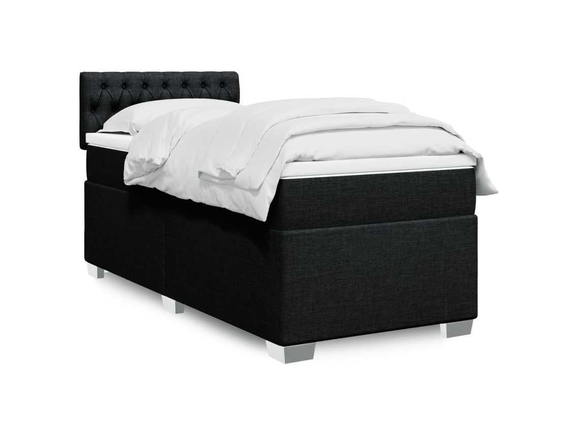 Vidaxl Cama Com Molas/colchão 90x200 Cm Tecido Preto