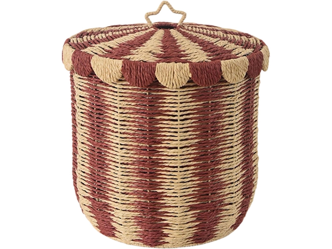 Cesto De Roupa Suja Em Rattan Natural Trançado, Com Tampa E Alças Ventiladas, Ideal Para Quarto, Banheiro