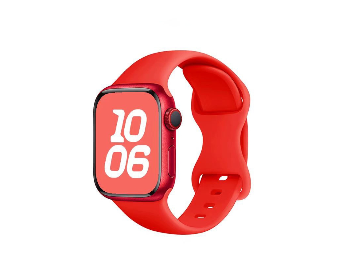 Pulseira de Silicone Halinuia para Apple Watch S1 11/ultra 1 3/se1 2 , Fecho em Formato de Oito, Design Esportivo Respirável,vermelha (42 49 Mm)
